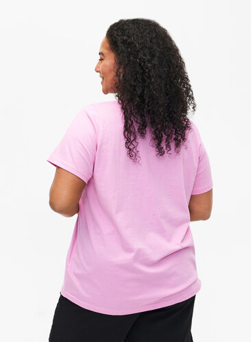 T-shirt i bomull med texttryck, Rosebloom w. Flower, Model image number 1