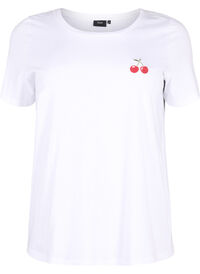 T-shirt i bomull med broderade körsbär