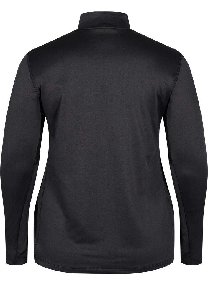 Träningströja med hög hals och dragkedja, Black, Packshot image number 1