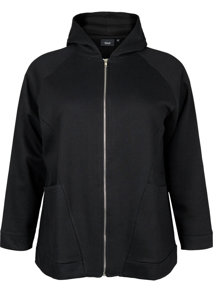 Sweatshirt med huva, Black, Packshot image number 0