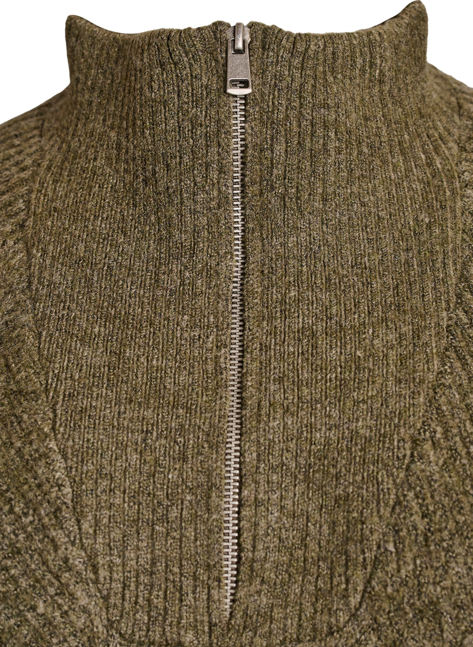 Zizzi Kn&auml;l&aring;ng stickad kl&auml;nning med h&ouml;g hals, Gr&ouml;n, Packshot image number 2