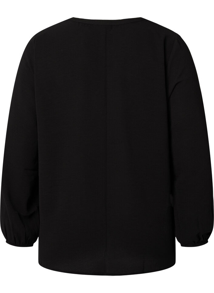 Enf&auml;rgad blus med v-hals, Black, Packshot image number 1