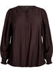 Viskosblus med smock och rynkade detaljer, Brun, Packshot image number 0