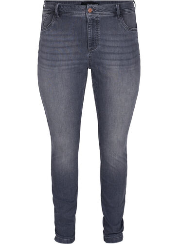 Nille jeans med extra slim fit och hög midja, Grey Denim, Packshot image number 0