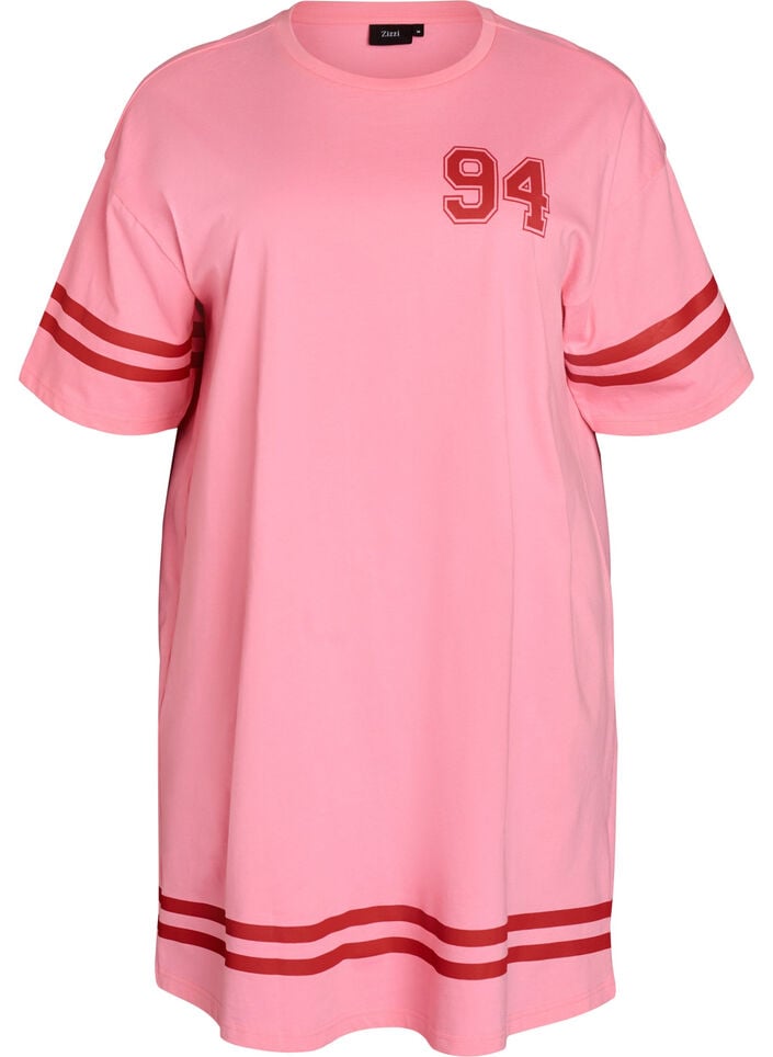 Kort t-shirtkl&auml;nning med sportiga detaljer, Rosa, Packshot image number 0