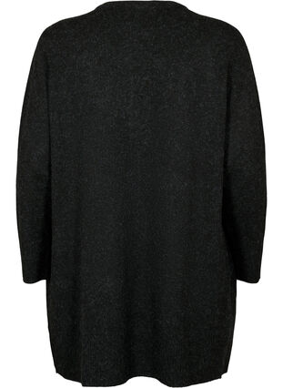 Mönstrad stickad kofta med fickor, Dark Grey Melange, Packshot image number 1