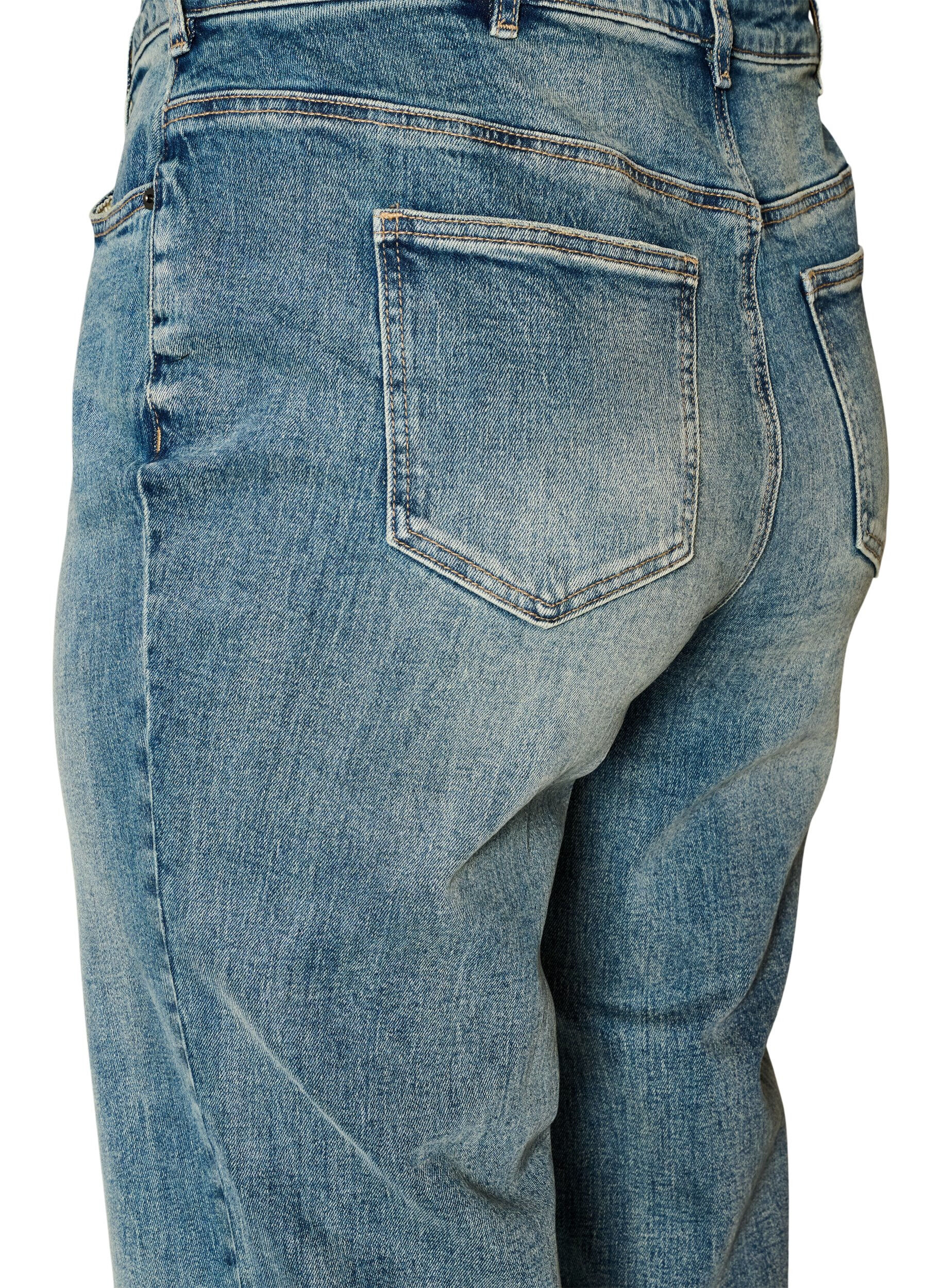 ZizziKiana l&auml;tt slitna jeans med rak passform, Bl&aring;, Packshot image number 3