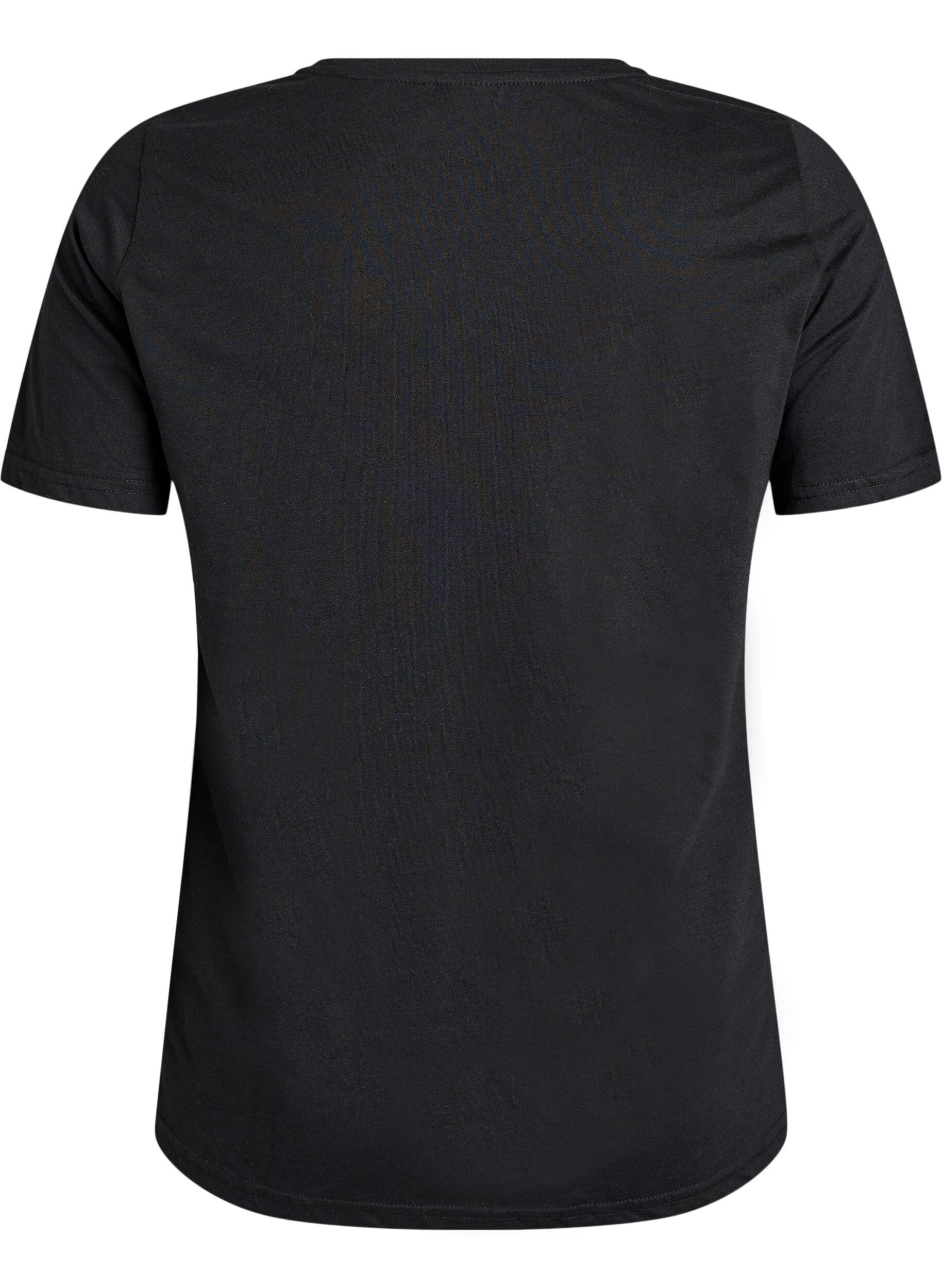 Zizzi T-shirt med tryck, Svart, Packshot image number 1