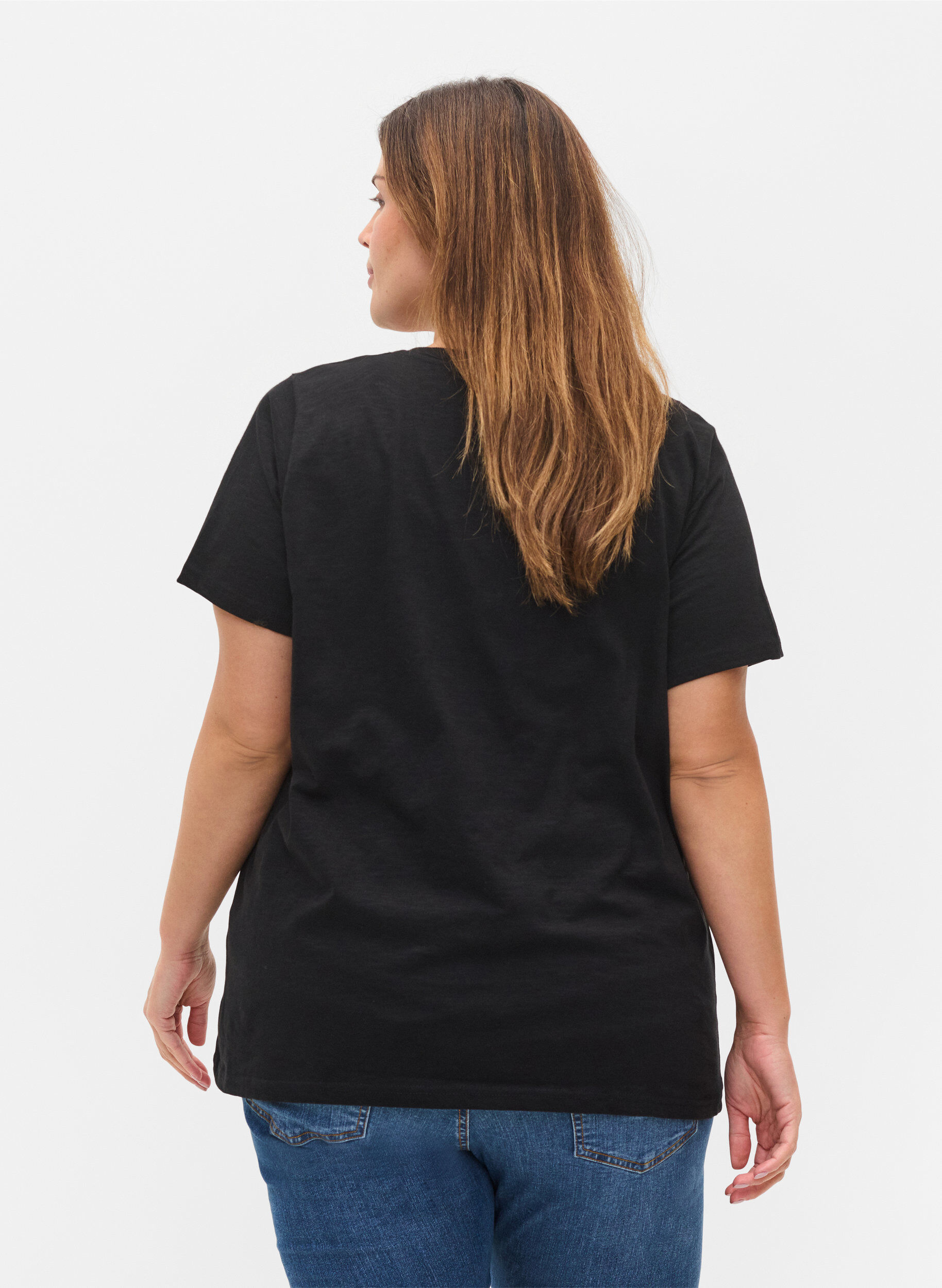 Zizzi 2-pack t-shirt i bomull, Black/Black, Model image number 1