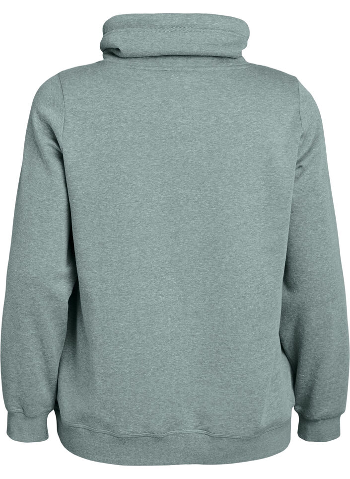 Sweatshirt med h&ouml;g krage och fickor, Gr&ouml;n, Packshot image number 1