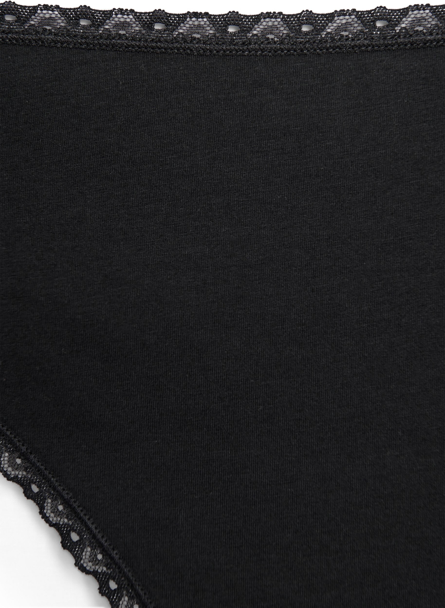 Zizzi 3-pack trosor med spetskanter, Black, Packshot image number 2