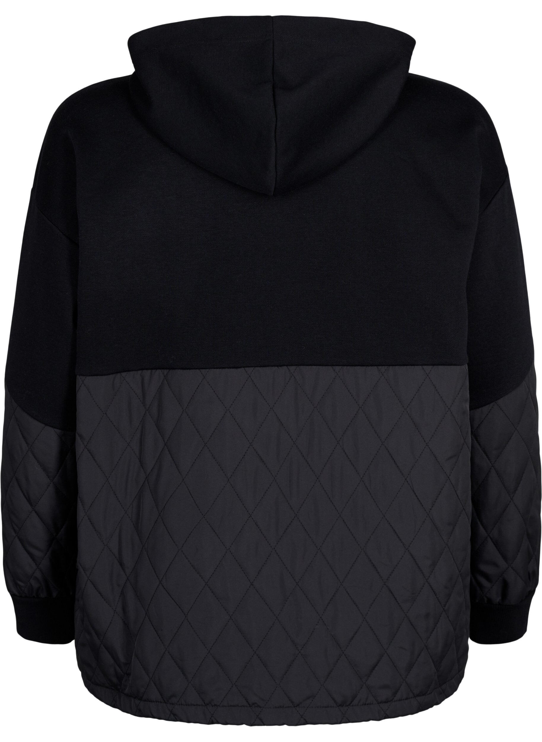 Zizzi Sweatshirt med huva och quilt, Black, Packshot image number 1