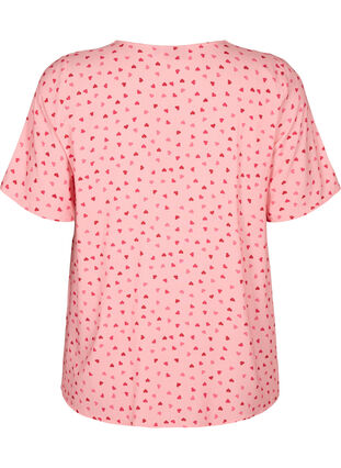 Mönstrad pyjamaströja i viskos, Pink Icing W. hearts, Packshot image number 1