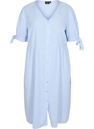 Randig skjortklänning i bomull, Blue Stripe, Packshot image number 0