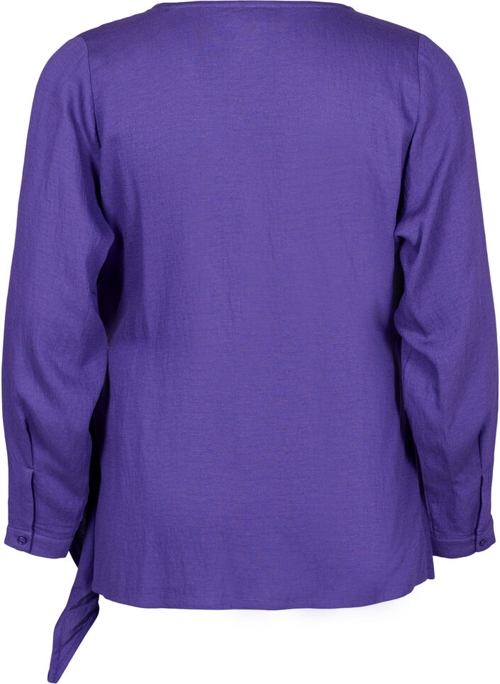 Långärmad blus i viskos med omlottlook, Prism Violet, Packshot image number 1