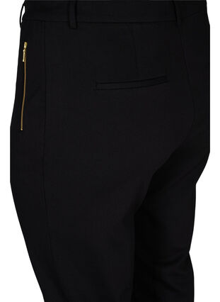 Kroppsnära byxor med fickor och dragkedja, Black, Packshot image number 3