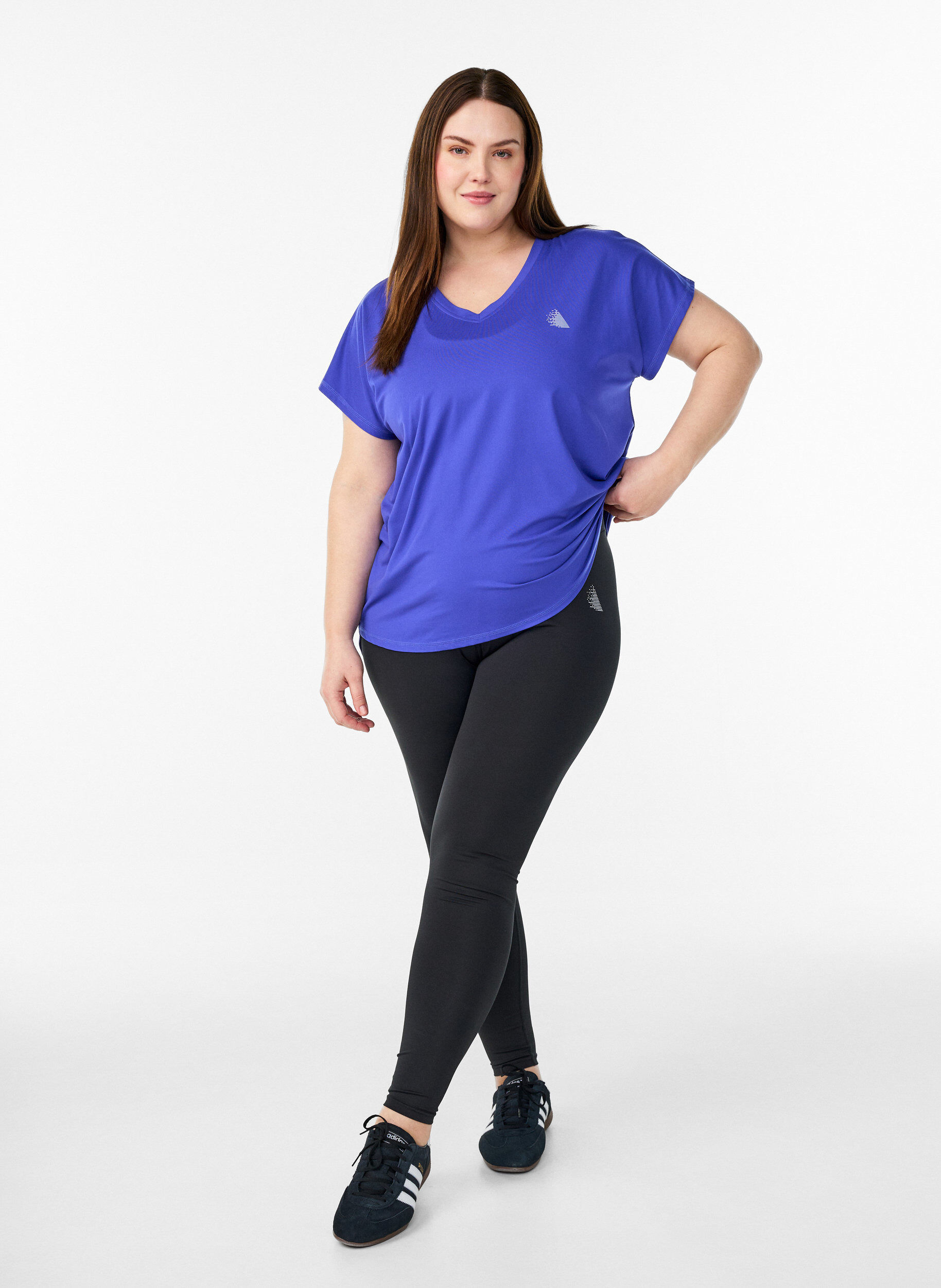 ZizziKort&auml;rmad tr&auml;ningstopp med v-hals, Lila, Model image number 1