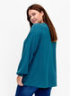 Enfärgad blus med v-hals, Deep Teal, Model image number 1