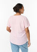 Blus med korta &auml;rmar och rund halsringning, Rosa, Model image number 2