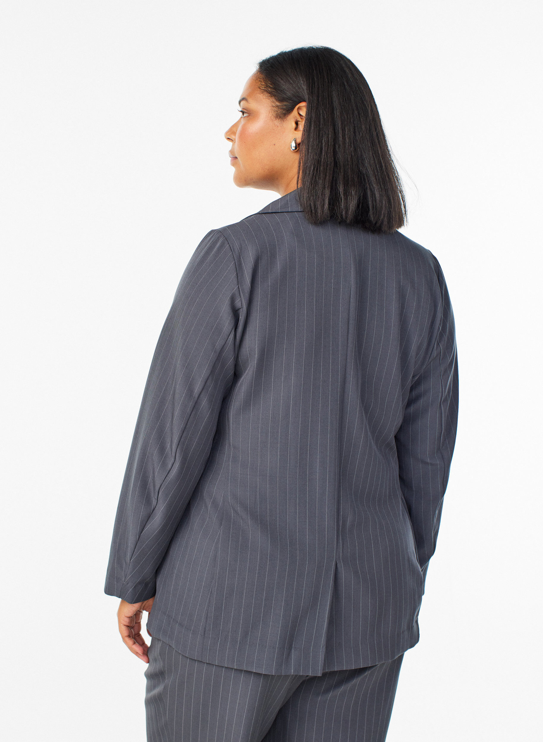 ZizziBlazer med fickor och slitsar, Gr&aring;, Model image number 2