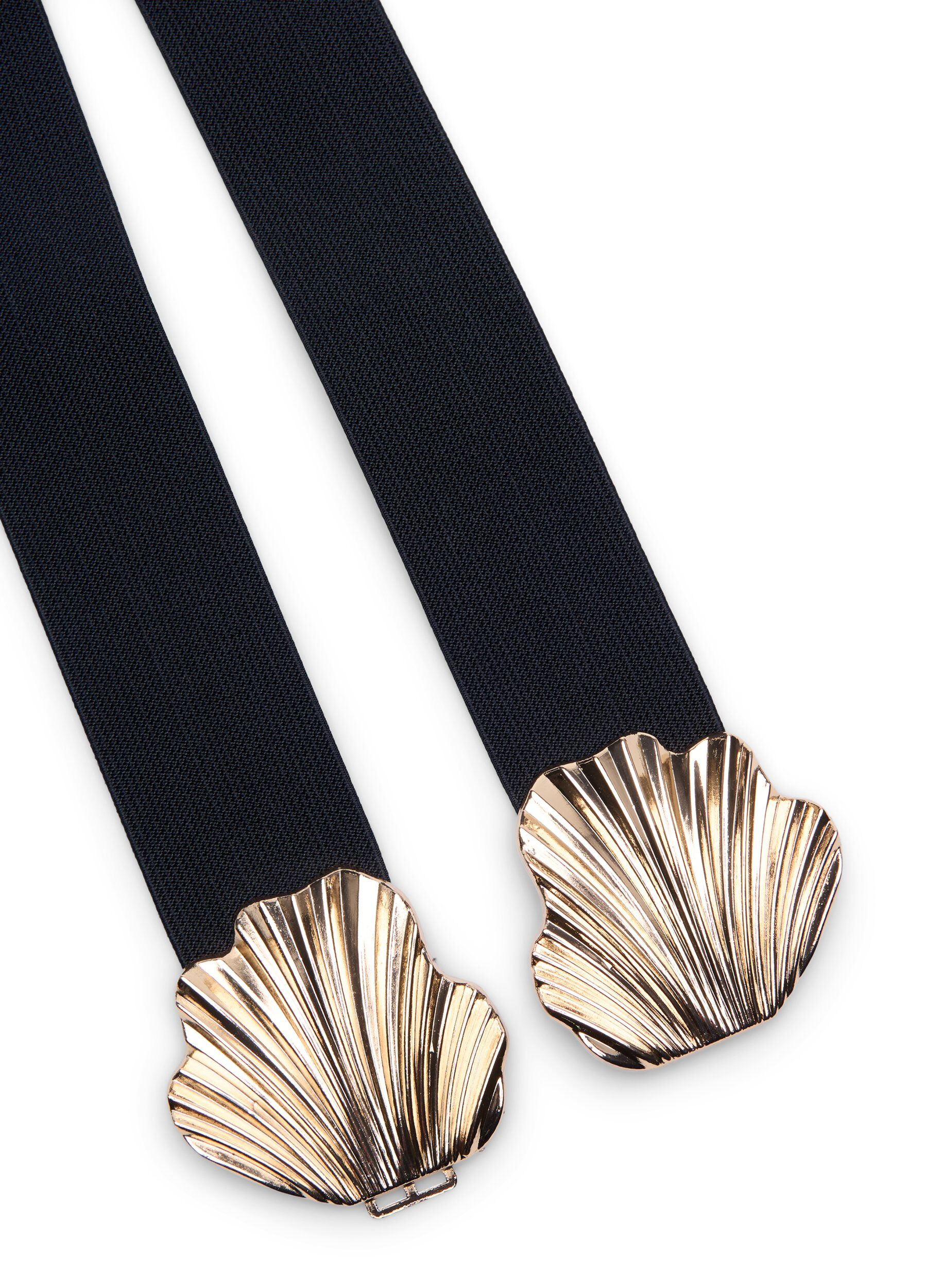 Zizzi Elastiskt midjeb&auml;lte med guldf&auml;rgat sp&auml;nne, Black, Packshot image number 1