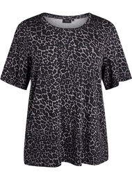 T-shirt med TENCEL™ Lyocell och leopardtryck, Grå