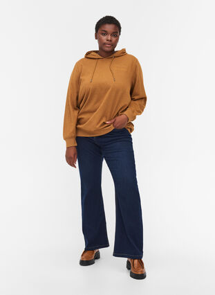 Sweatshirt med huva och tryck, Rubber Mel, Model image number 2