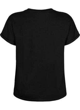 Löst sittande t-shirt med broderi anglaise, Black, Packshot image number 1
