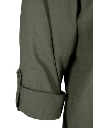 Skjortblus i bomull med v-ringning, Thyme, Packshot image number 2