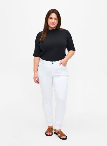 Viona jeans med normal midja, White, Model image number 0