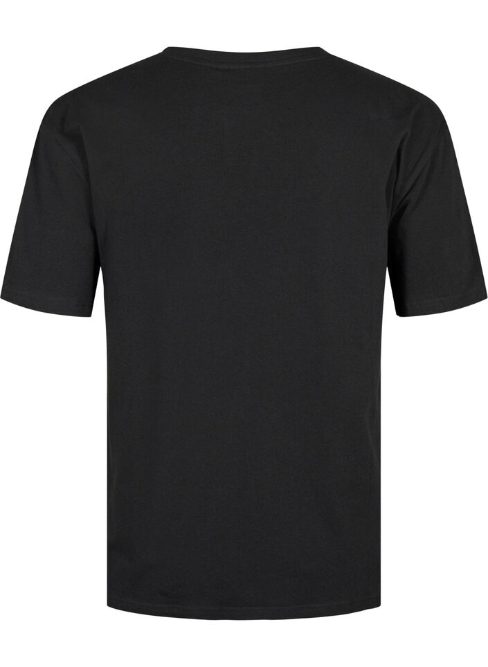 T-shirt i ekologisk bomull med similistenar, Black, Packshot image number 1