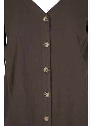 Kortärmad bomullsklänning med knappar, Khaki Green, Packshot image number 2