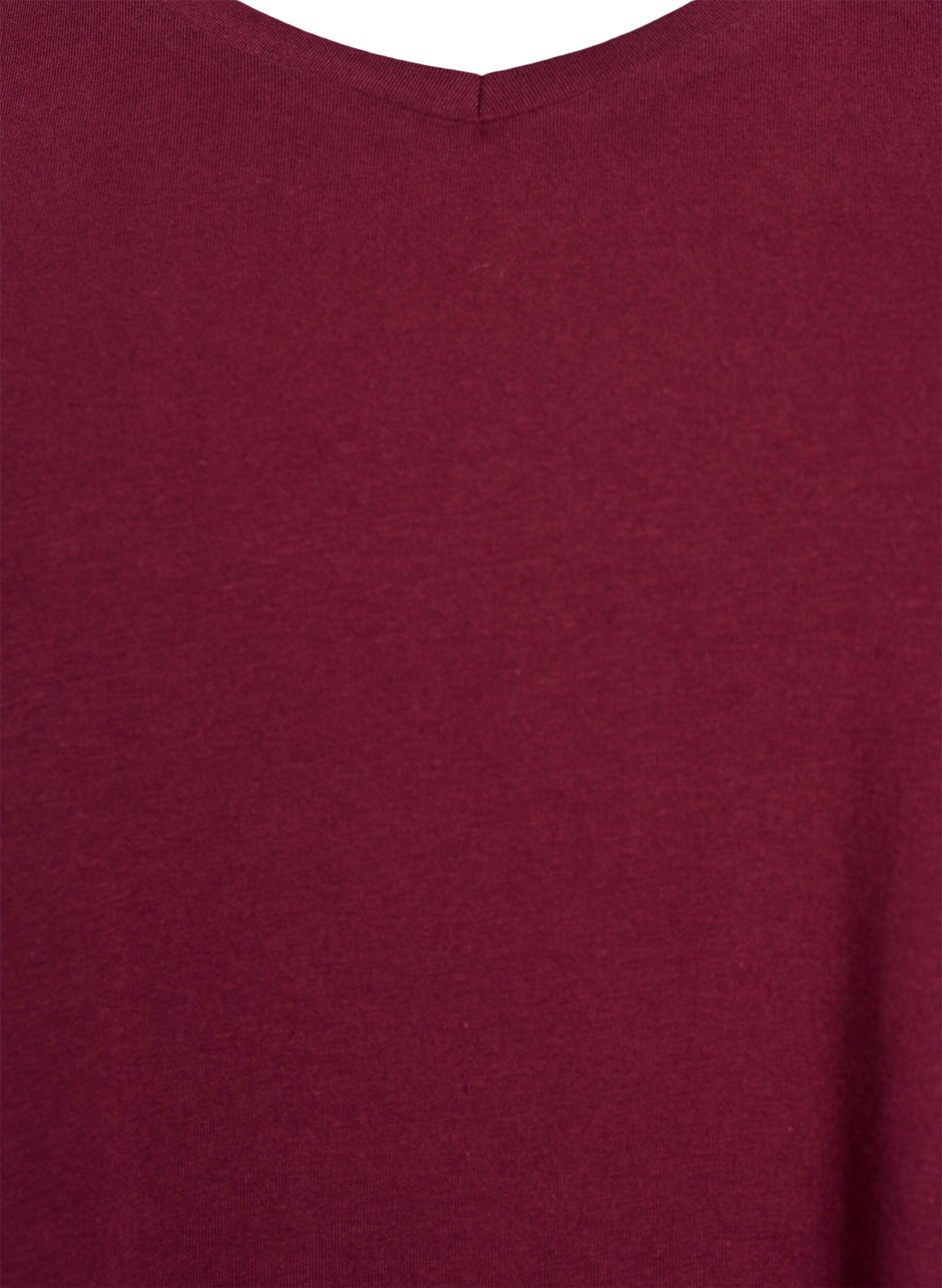 Zizzi Enf&auml;rgad t-shirt i bomull, M&ouml;rk Bordeaux, Packshot image number 2