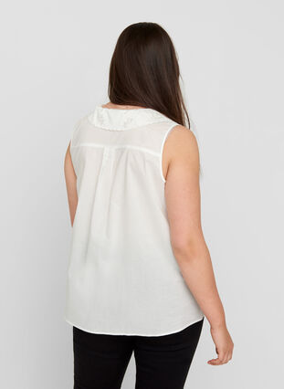 Ärmlös skjorta i bomull, Bright White, Model image number 1