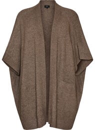 Cardigan &ouml;ppen framtill med vida &auml;rmar, Brun
