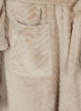 Kort mönstrad morgonrock med fickor, Cuban Sand, Packshot image number 3