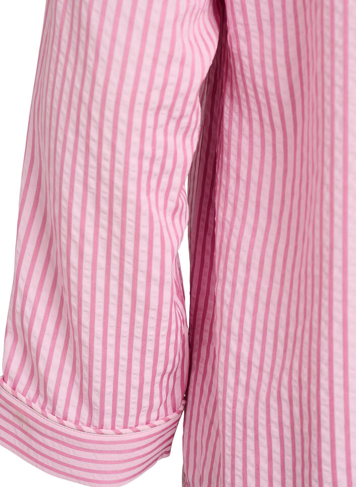 Pyjamasskjorta i seersucker med l&aring;nga &auml;rmar, Rosa, Packshot image number 3