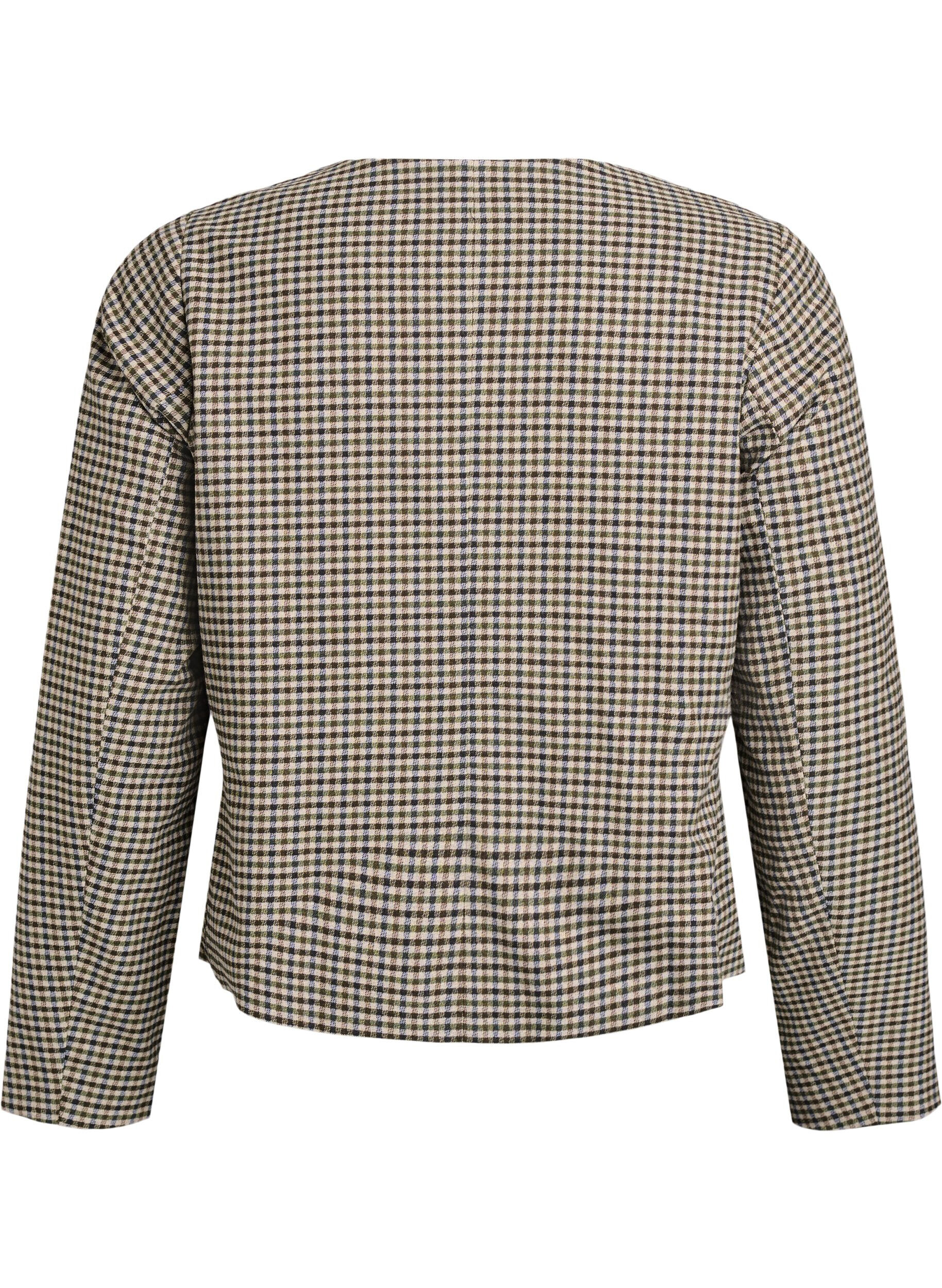 Zizzi Kort jacka med guldf&auml;rgade knappar, Brun, Packshot image number 1