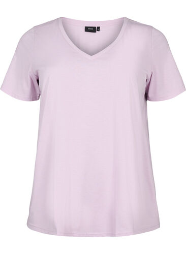 Kortärmad t-shirt med v-hals, Lavender Frost, Packshot image number 0