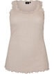 Ribbad topp med spetskant, Beige, Packshot image number 0