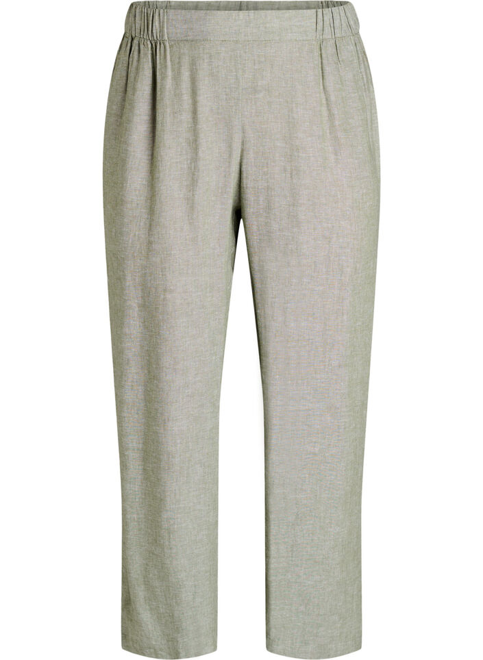 L&ouml;sa byxor i linne och viskos, Gr&ouml;n, Packshot image number 0