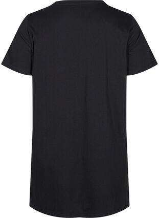 Lång t-shirt i bomull med korta ärmar, Black Tiger w. Foil, Packshot image number 1