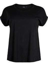 Kort&auml;rmad t-shirt i bomullsmix, Svart