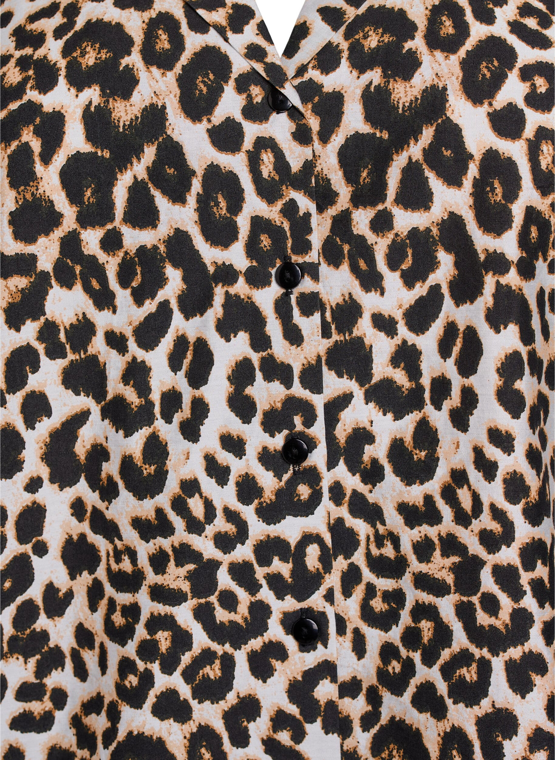 Zizzi Skjortblus med tryck och v-ringning, Brun, Packshot image number 2