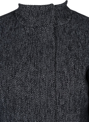 Ullkappa med hög krage och fickor, Black solid, Packshot image number 2