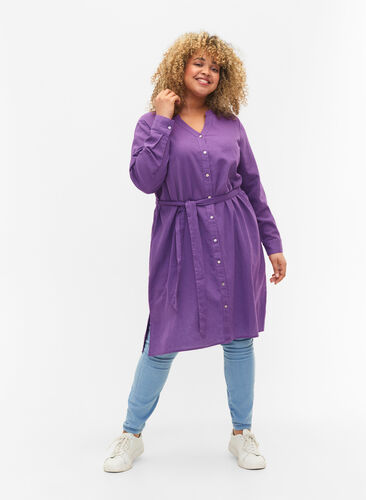 Skjortklänning med långa ärmar, Deep Lavender, Model image number 2