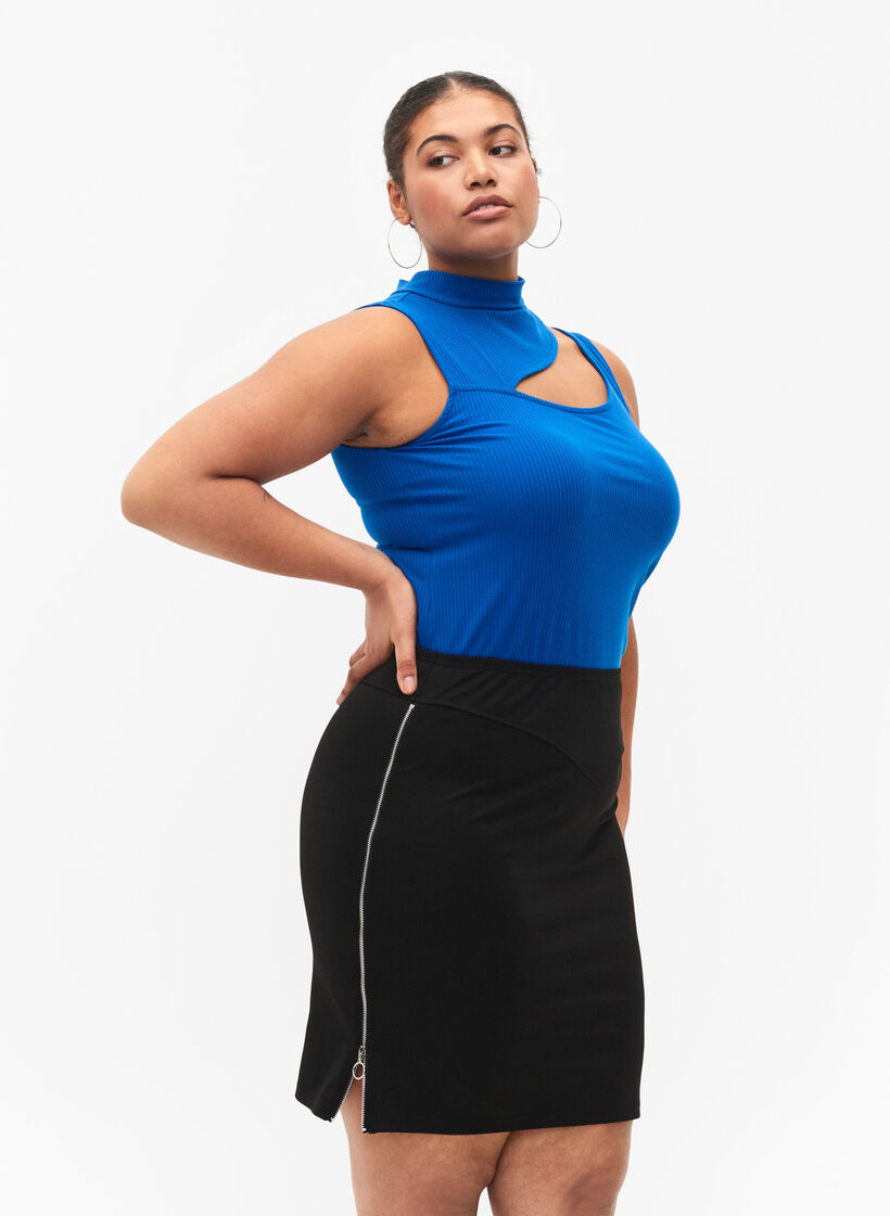 Kroppsnära kjol med dragkedja i sidan, Black, Model image number 0