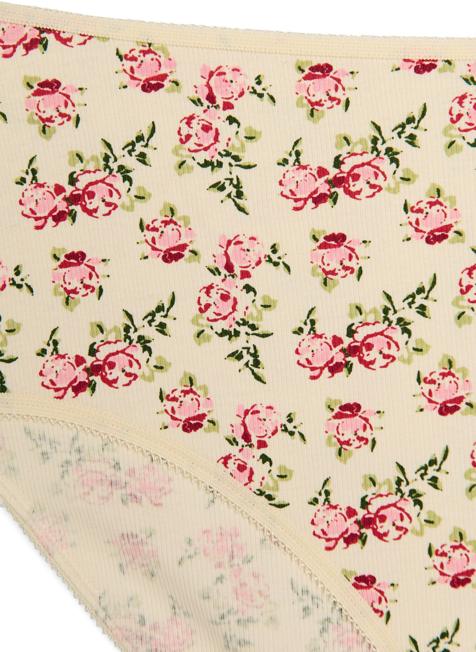 Zizzi 5-pack ribbade trosor i bomull, Vanilla, Packshot image number 3