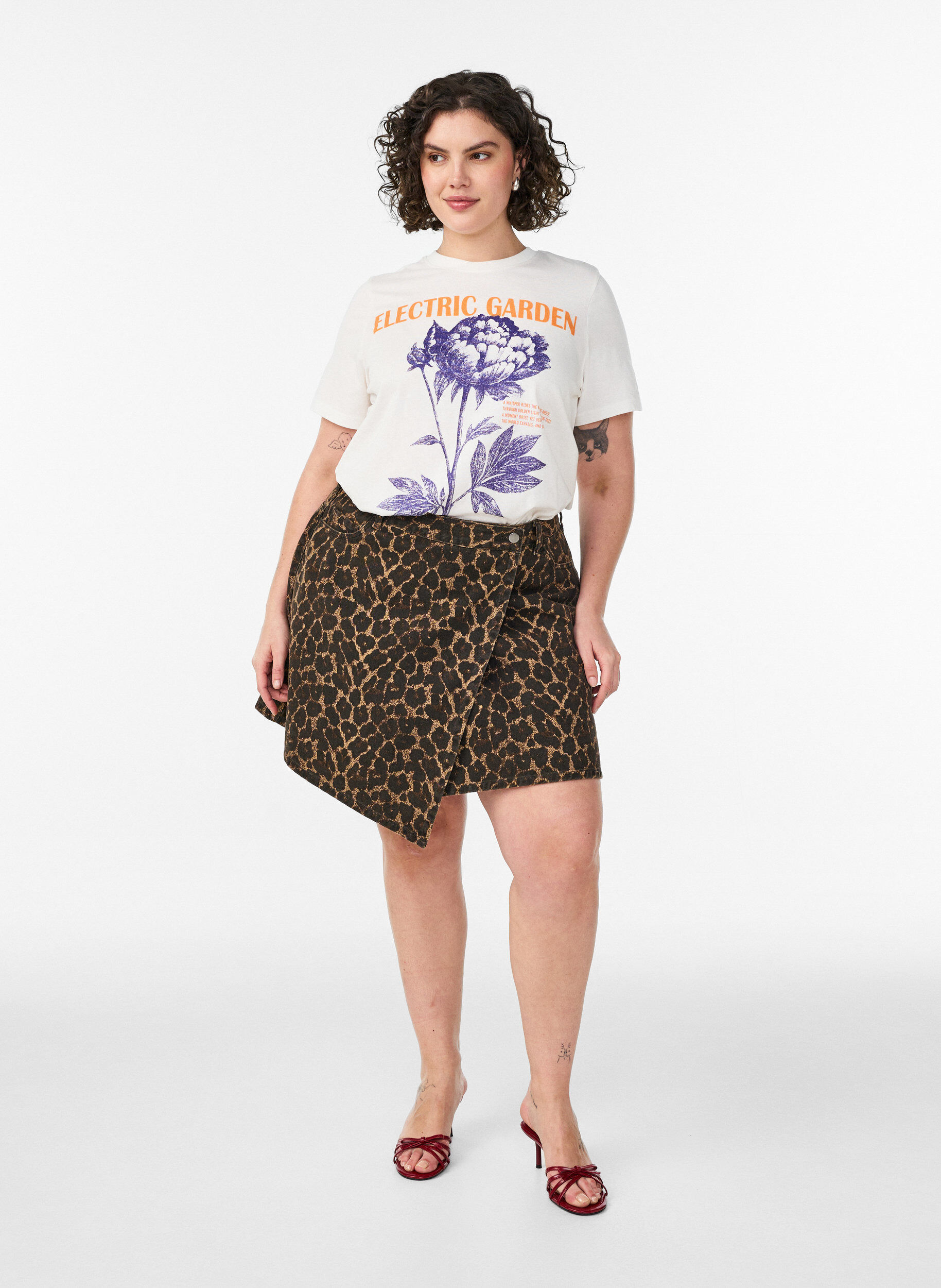 ZizziT-shirt i bomull med tryck, Vit, Model image number 1