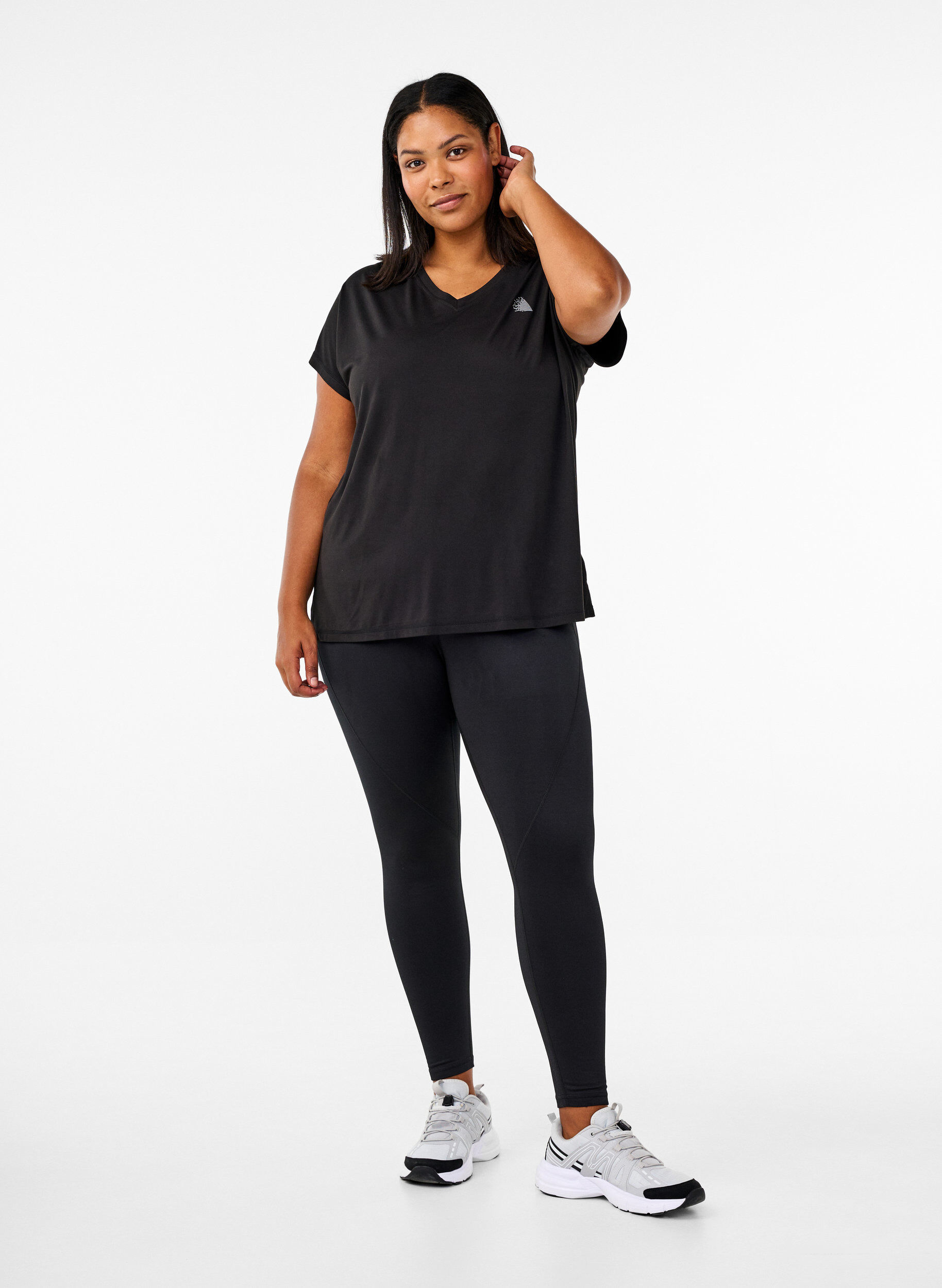 Zizzi Tr&auml;ningstights med fleecefoder, Svart, Model image number 1